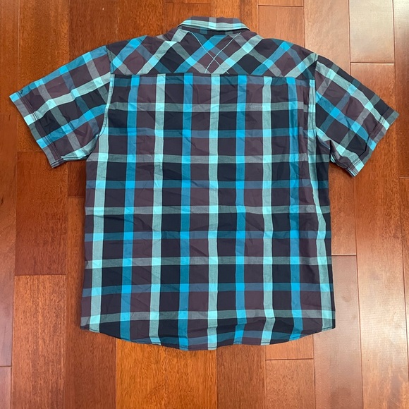 PROjekRAW Men’s Button Down Short Sleeve Plaid Print Shirt - Picture 2 of 3